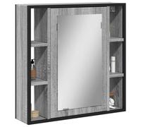 Fangmaliuyun Armoire de salle de bain avec miroir - Gris - Sonoma - 60 x 16 x 60 cm - En matériau dérivé du bois avec façade en verre - Design moderne - Montage mural - Peu encombrante - Pour petites
