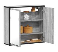 Fangmaliuyun Armoire de salle de bain avec miroir - Gris - Sonoma - 65 x 20 x 60 cm - Matériau du bois avec structure en métal - Armoire suspendue moderne - Peu encombrante - Pour petites salles de