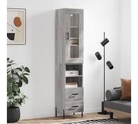 Fangmaliuyun Armoire haute, 34,5 × 34 × 180 cm, en bois, métal, façade en verre, pour cuisine, salon, salle à manger, couloir, bureau, peu encombrante et beaucoup d'espace de rangement