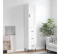 Fangmaliuyun Armoire haute blanche 34,5 × 34 × 180 cm en panneau de particules/métal, cuisine, salon, couloir, chambre à coucher, buffet avec espace de rangement