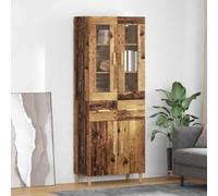 Fangmaliuyun Armoire haute en bois recyclé 69,5 x 34 x 180 cm avec tiroir et 4 portes - Buffet moderne - Pour cuisine, salon, couloir, rangement durable - Pour salle à manger, salon et bureau