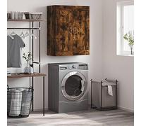 Fangmaliuyun Armoire murale en chêne fumé 69,5 x 34 x 90 cm - En bois avec poignées en cuir synthétique - Buffet moderne - Pour cuisine, salon, couloir, salle à manger, chambre à coucher