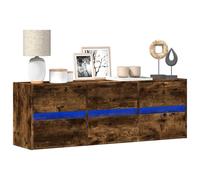 Fangmaliuyun Armoire TV murale avec éclairage LED RVB - Chêne fumé - 130 x 31 x 45 cm - Design moderne - Durable - Meuble bas pour salon, chambre à coucher, couloir