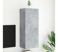 Fangmaliuyun Armoire TV murale gris béton 40,5 x 30 x 102 cm en matériau dérivé du bois - Design moderne avec 3 compartiments - Montage mural - Peu encombrant - Pour salon, chambre à coucher et