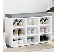 Fangmaliuyun Banc à chaussures, blanc, 82 x 32 x 50 cm, en bois avec coussin d'assise épais gris clair, design moderne, robuste et durable, pour couloir, salon et chambre à coucher