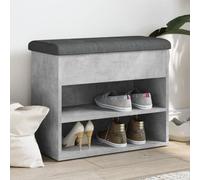 Fangmaliuyun Banc à chaussures en bois - 62 x 32 x 50 cm - Gris béton - Avec coussin rembourré - Charge maximale : 110 kg - Banc de coffre moderne - Beaucoup d'espace de rangement pour couloir