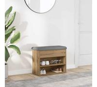 Fangmaliuyun Banc à chaussures en chêne artisanal 62 x 32 x 50 cm avec coussin d'assise épais, banc de couloir avec espace de rangement, petit banc pour couloir, salon et chambre à coucher