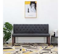 Fangmaliuyun Banc de couloir de 148,5 cm - Gris aspect daim avec dossier à boutons - Style rétro rembourré - Design moderne - Robuste - Pour couloir, salon et chambre à coucher