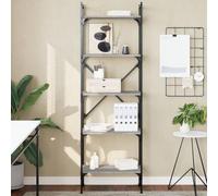 Fangmaliuyun Bibliothèque à 5 compartiments, gris Sonoma 56 x 31,5 x 174 cm, matériau dérivé du bois et cadre en métal, design moderne et robuste, pour salon, couloir et chambre à coucher