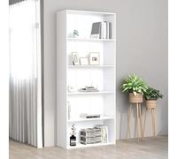 Fangmaliuyun Bibliothèque blanche 80 x 30 x 189 cm - Étagère haute moderne avec 5 étagères en bois - Robuste et durable - Petite armoire pour salon, chambre à coucher, couloir