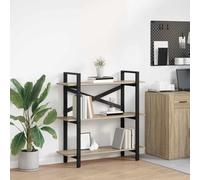 Fangmaliuyun Bibliothèque en chêne Sonoma 100 x 33,5 x 102 cm - Design industriel moderne - 3 étagères en bois - Cadre en acier robuste - Durable et facile d'entretien - Pour salon, bureau, balcon
