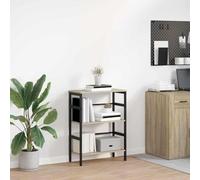 Fangmaliuyun Bibliothèque en chêne Sonoma 60 x 29,5 x 81 cm - Petite étagère en bois avec 2 compartiments - Look industriel - Robuste et peu encombrante - Pour salon, bureau, couloir