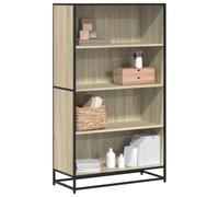 Fangmaliuyun Bibliothèque en chêne Sonoma 80,5 x 35 x 139 cm - Design moderne en bois avec cadre en métal - 4 compartiments ouverts jusqu'à 80 kg - Robuste et durable - Pour salon, couloir, chambre à
