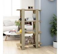 Fangmaliuyun Bibliothèque en chêne Sonoma 80 x 30 x 123,5 cm, classique, avec 4 compartiments, stable et peu encombrante, comme séparateur de pièce pour salon, couloir ou bureau