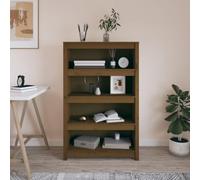 Fangmaliuyun Bibliothèque en pin massif marron miel 80 x 35 x 126 cm - Design moderne avec 5 grandes étagères - Grand espace de rangement et robustesse - Pour salon, couloir, chambre à coucher