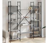 Fangmaliuyun Bibliothèque grise Sonoma - 155,5 x 24 x 166,5 cm - Étagère debout renforcée en acier avec capacité de charge de 20 kg par compartiment - Design moderne pour salon, bureau et chambre à