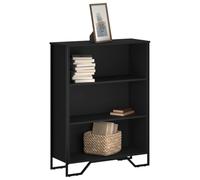 Fangmaliuyun Bibliothèque noire 80 x 31 x 106 cm en matériau dérivé du bois avec 3 compartiments et pieds en métal, étagère moderne pour livres et décoration, durable, pour chambre à coucher, salon