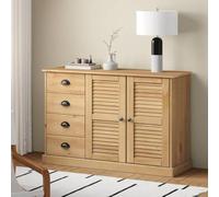 Fangmaliuyun Buffet 113 x 40 x 75 cm en pin massif avec finition cire miel, design store, 2 tiroirs, robuste et durable, look moderne pour cuisine, salon et couloir