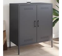 Fangmaliuyun Buffet anthracite 68 x 39 x 79 cm en acier au look industriel pour cuisine, salon ou couloir, 4 compartiments, armoire de rangement avec support mural, meuble moderne peu encombrant