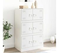 Fangmaliuyun Buffet blanc 67 x 39 x 107 cm en acier laminé à froid, design moderne avec 6 portes, miracle de rangement pour salon, couloir et cuisine, facile à nettoyer et peu encombrant