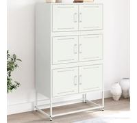 Fangmaliuyun Buffet blanc 68,5 x 38,5 x 123,5 cm en acier - Design industriel moderne avec 6 compartiments - Grande armoire de rangement pour cuisine, salon, couloir