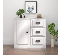 Fangmaliuyun Buffet blanc 70 x 35,5 x 67,5 cm en matériau dérivé du bois, design moderne, commode robuste avec espace de rangement, armoire de cuisine et meuble de couloir, buffet pour salon, couloir