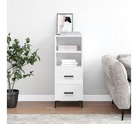 Fangmaliuyun Buffet blanc brillant 34,5 x 34 x 90 cm en matériau dérivé du bois avec pieds en métal Armoire de salon moderne avec 2 tiroirs et 2 compartiments de rangement stable pour cuisine, couloir