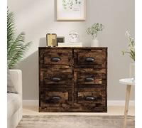 Fangmaliuyun Buffet en bois de chêne fumé 70 x 35,5 x 67,5 cm avec poignées, design moderne et espace de rangement pour cuisine, couloir et salon, armoire multi-usages avec kit anti-basculement