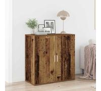 Fangmaliuyun Buffet en bois recyclé 79 x 38 x 80 cm avec 2 portes, design rustique, surface stable, rangement peu encombrant pour cuisine, salon, couloir