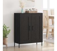 Fangmaliuyun Buffet en chêne noir 69,5 x 34 x 90 cm - Massif moderne - Armoire multi-usages avec 2 portes et étagères - Armoire de rangement robuste pour salon, couloir, cuisine