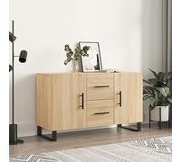 Fangmaliuyun Buffet en chêne Sonoma - 100 x 36 x 60 cm - En bois avec pieds en métal - Design moderne - Beaucoup d'espace de rangement pour cuisine, salon, couloir