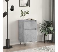 Fangmaliuyun Buffet gris béton 40 x 35 x 70 cm en matériau dérivé du bois et fer dans un bureau ou une cuisine moderne avec espace de rangement et pieds en métal pour salon, couloir, chambre à coucher