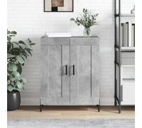 Fangmaliuyun Buffet gris béton 69,5 x 34 x 90 cm en matériau dérivé du bois avec poignées en métal, design moderne, miracle de rangement pour salon, cuisine et couloir