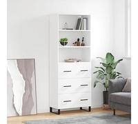 Fangmaliuyun Buffet haut blanc 69,5 x 34 x 180 cm en bois avec pieds en métal, buffet moderne avec beaucoup d'espace de rangement pour cuisine, salon et couloir, armoire de rangement en 2 parties