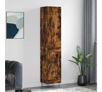 Fangmaliuyun Buffet haut en chêne fumé 34,5 x 34 x 180 cm - Matériau du bois avec pieds en métal - Buffet moderne pour salon, couloir, salle à manger - Armoire de rangement spacieuse avec 2 portes