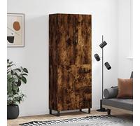 Fangmaliuyun Buffet haut en chêne fumé 69,5 x 34 x 180 cm - Matériau du bois avec pieds en métal - Buffet moderne pour cuisine, salon, couloir, vitrine, armoire de rangement