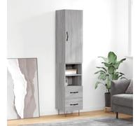 Fangmaliuyun Buffet haut gris Sonoma 34,5 x 34 x 180 cm en bois avec pieds en métal - Buffet de cuisine moderne avec beaucoup d'espace de rangement et porte pratique pour salon, couloir, salle à