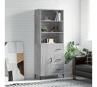 Fangmaliuyun Buffet haut gris Sonoma 69,5 × 34 × 180 cm en bois / fer, buffet avec beaucoup d'espace de rangement, vitrine de cuisine ou meuble de couloir pour salon, couloir, salle à manger