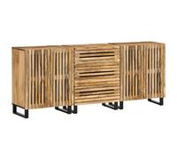 Fangmaliuyun Buffet industriel en 3 parties en bois de manguier/acier 60 x 34 x 75 cm, 3 tiroirs, 2 portes, pour salon, cuisine, couloir