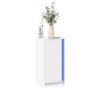 Fangmaliuyun Buffet LED blanc 42,5 x 34 x 85 cm - Matériau du bois avec lumière RVB - Design moderne - Robuste et durable - Grand espace de rangement - Convient pour salon, cuisine, couloir, chambre à