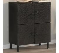 Fangmaliuyun Buffet noir 60 x 33 x 75 cm en bois de manguier massif avec pieds en fer, design intemporel avec grand espace de rangement, construction robuste pour cuisine, salon et couloir