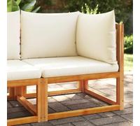 Fangmaliuyun Canapé d'angle de jardin 65 x 65 cm acacia beige crème avec dossier en corde en bois robuste et polyester pour petit balcon, terrasse, salon