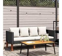 Fangmaliuyun Canapé de jardin 2 places 165 x 67 x 60 cm - Noir avec coussins blanc crème - En polyrotin - Résistant aux intempéries - Design moderne et robuste - Pour balcon, terrasse et petites