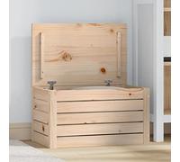 Fangmaliuyun Coffre en pin massif - 59,5 x 36,5 x 33 cm - Naturel - Boîte de rangement vintage avec couvercle - Armoire robuste pour salon, chambre à coucher et couloir