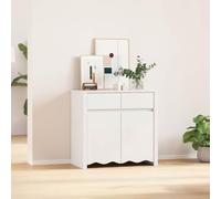 Fangmaliuyun Drammen - Buffet de cuisine moderne avec 2 portes - Blanc - 79 x 43 x 75,5 cm - En pin massif - Avec 2 portes - Espace de rangement pour salon, couloir, salle à manger