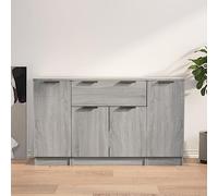 Fangmaliuyun Ensemble buffet gris Sonoma 2 x 30 x 30 x 70 cm, 1 x 60 x 30 x 70 cm, design moderne, avec porte et tiroir, pour salon, couloir, cuisine, gain de place