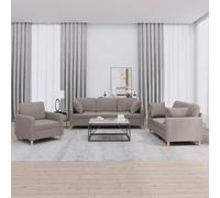 Fangmaliuyun Ensemble canapé 3 places taupe 2/3 places, fauteuil, 10 coussins, tissu, structure bois et métal, profondeur d'assise 50 cm, pour petits et grands espaces