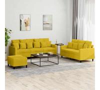 Fangmaliuyun Ensemble de 3 canapés en velours jaune avec tabourets, 138 x 77 x 80 cm, design moderne, petit canapé confortable, pour salon, chambre d'adolescent, bureau