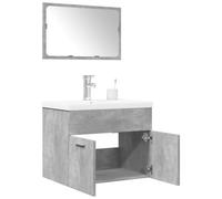 Fangmaliuyun Ensemble de 3 meubles de salle de bain gris béton avec lavabo de 60 cm de large, matériau dérivé du bois, robuste et peu encombrant, pour petites salles de bains, ambiance de bien-être