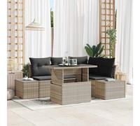 Fangmaliuyun Ensemble de 5 meubles de jardin en polyrotin - Table basse réglable en hauteur - 100 x 55 x 73 cm - Gris clair - Design moderne et durabilité - Pour terrasse, balcon, jardin